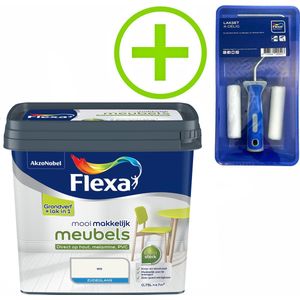 Flexa - Mooi Makkelijk Verf - Meubels - Mooi Wit - 750 ml + Lakroller