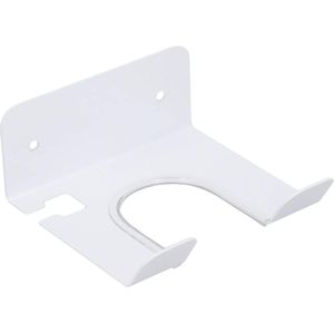 Föhn houder met muurbevestiging voor thuis, badkamer en kapsalon - Sterke laadcapaciteit, compact en lijm-vrij (wit) .