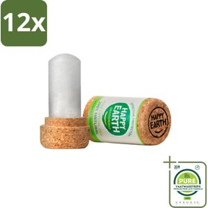 Happy Earth – Deodorant Crystal – 100% Natuurlijk Unscented – 90 g - Voordeelverpakking - 12 stuks - Geurloze deodorant - Hypoallergene deodorant