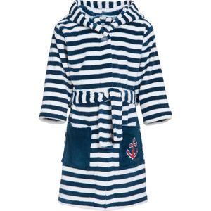 Playshoes - Fleecebadjas voor kinderen - Maritiem - Navy-blauw / wit - maat 122-128cm