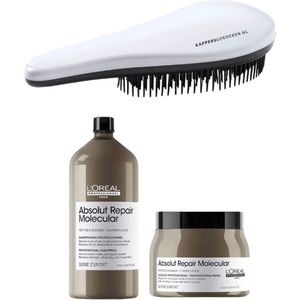 L`Oreal Professionnel - Absolut Repair Molecular - Set Groot - Shampoo + Masker + KG Ontwarborstel - Beschadigd Haar Set