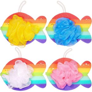 Badsponzen - Kleurrijk Vissenontwerp - Set van 4 - Zacht en Ergonomisch