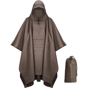 Waterdichte regenponcho met trekkoord capuchon - Lichtgewicht regenponcho voor wandelen en kamperen - Outdoor regenponcho voor volwassenen dès 19 m