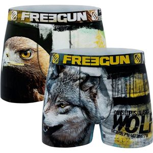 Freegun microvezel heren boxershorts - maat S - 2-pack - Wolf/Arend