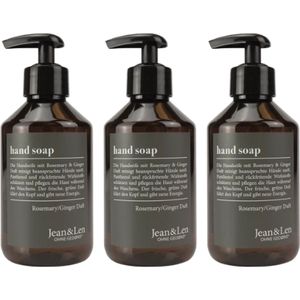 Jean & Len Handzeep | 3x 250 ml Vloeibare zeep | Rosemary & Ginger | VOORDEELVERPAKKING - 3 stuks Luxe Handzeep