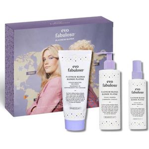 Evo Fabuloso Best Of Blonde Pack - fabuloso Platinum Blonde Toning Shampoo 250ml - fabuloso Platinum Blonde Colour Boosting Treatment 220ml - fabuloso platinum blonde toning mist 140ml