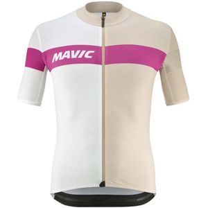 Mavic Ksyrium Pro Korte Mouw Wielertrui Beige,Wit S Man
