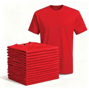 Heren T-shirt Rood - 10 stuks - Goede pasvorm - Basic Blanco Shirt -10 pack -Regular fit - 100% Katoen - Comfortabel - Gildan