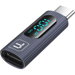 in - Dual Type C Adapter 100W Female To Male Extender With Digital Display - Fast Charging & Data Transfer .