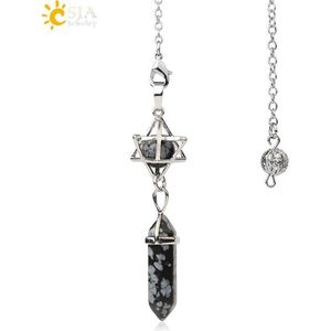 Pendel steen - Pendelen - Spiritueel - Pendelsteen - Natuursteen - Kwarts - Kristallen - Zeshoekig - Spits - Reiki - Chakra - Accessoires - Snowflake Stone