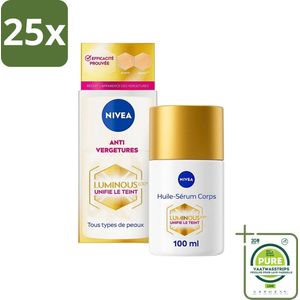 25 x NIVEA - Bodyolieserum - Luminous630 Tegen Striae - Tegen striemen & vlekken - Zwangerschapsstriemen - Huidolie - 100 ml - Grootverpakking - Striae Vermindering - Anti-striae - Zwangerschapsstriemen - Huidverkleuringen - Body Olie Serum