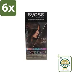 Syoss - Haarverf - 3-8 Donker Goudbruin - 1 Haarkleuring - Voordeelverpakking - 6 stuks - Donker goudbruin - Syoss