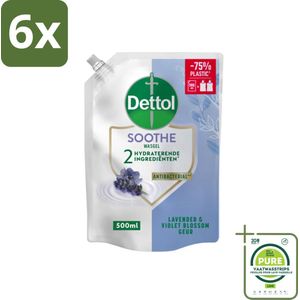 Dettol - Handzeep Navulling - Soothe - Lavendel & Vioolbloesem - 500 ml - Voordeelverpakking - 6 stuks - Handzeep navulling - Lavendel