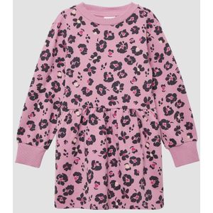Jurk - All-over Dierenprint - Katoenmix - Lange Mouwen - Fit-and-Flare Vorm