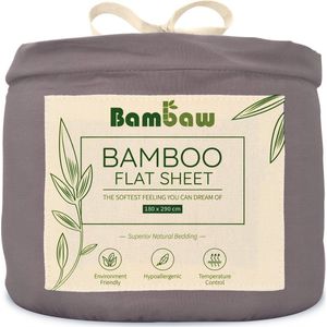 Bambaw - Luxe Bamboe Lakens - Donkergrijs - 180x290cm - Hypoallergeen Bovenlaken
