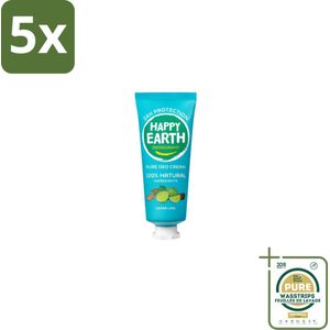 5 x Happy Earth – Deodorant Cream – 100% Natuurlijk Cedar Lime – 40 ml - Grootverpakking - 100% Natuurlijk Deodorant - Natuurlijke Deodorant Crème - Deodorant Crème Ceder Lime - Frisse Geur - Huidvriendelijk Deodorant