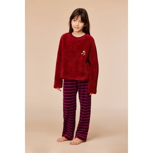 Woody Meisjes-Dames sweater en broek donkerrood - maat 140/10J