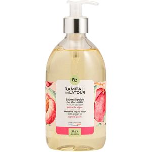 Gecertificeerd biologisch Franse Marseille vloeibare zeep Vine perzik - reinigt mild - argan olie 500ml