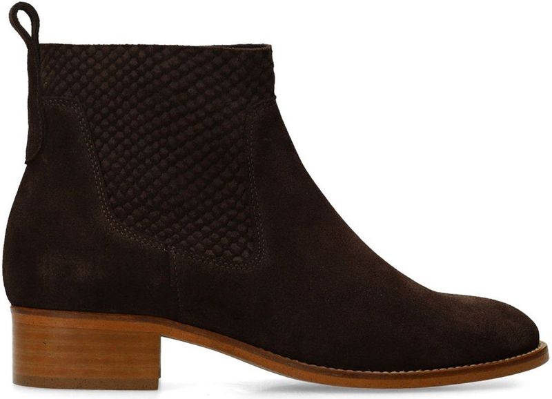 Manfield - Dames - Bruine suède enkellaarsjes - Maat 36