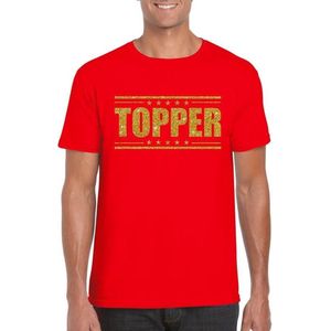 Toppers Rood Topper shirt in gouden glitter letters heren - Toppers dresscode kleding L