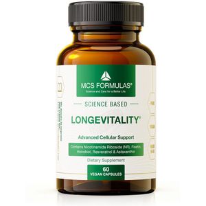 LONGEVITALITY (Nicotinamide Riboside, Trans-Resveratrol, Honokiol, Fisetin, Astaxanthin) - 60 Vegan Capsules - No Additives