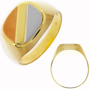 Gouden Herenring Zegelring Tricolor 14 karaats