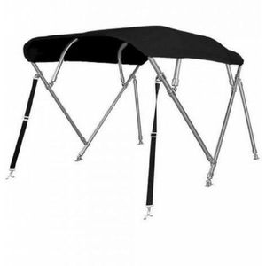 BREG Biminitop | RVS 4-boogs | Breedte 283 <> 300 cm - Hoogte 137 cm - Zwart doek