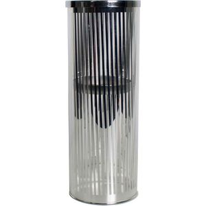 Windlicht cilinder zilver streep medium