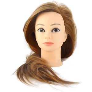 Kaphoofd, mannequinhoofd met haar, echt haar, kapper, oefenhoofd, kappersoefenhoofd, oefenhoofd, training, cosmetologie, voor vlechten, krullen, knippen, met tas of beugelaccessoire