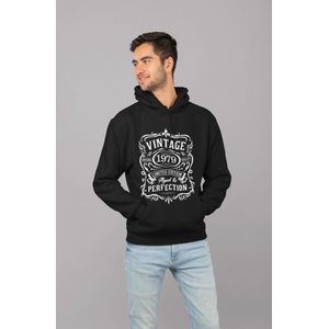 1979 Jaar Zwart Hodie - Maat M - Vintage Aged To Perfection - Verjaardagscadeau - Limited Edition