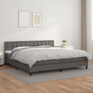 The Living Store Boxspring Bed - Premium - Grijs - 203x200x78/88cm - Kunstleer