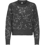 Only - ONLALTA LS SEQUIN O-NECK KNT - Trui - Dark Grey Melange - Lange Mouwen