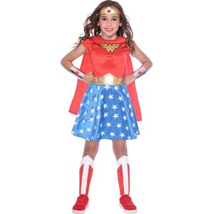 Wonder Woman Kostuum Meisjes - Classic - Verkleedkleren Meisjes - Rood/Blauw - Maat 128