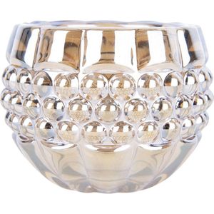 PT - Theelichthouder - Sparkle dots - glas Amber - glans - B 8 x H 6 cm