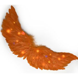 Engelen Vleugels Oranje Met Lichtjes Voor Volwassenen (Maat L) - Koningsdag