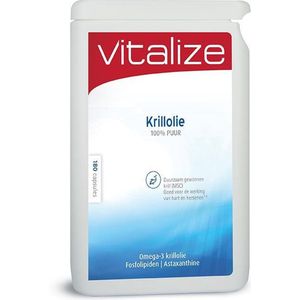 Vitalize Krillolie 100% puur - 180 capsules - Goed opneembaar in het lichaam en de hersenen - EPA en DHA dragen bij tot de normale werking van het hart*