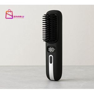 Ionische Elektrische Haarborstel met LED Temperatuurregeling – 2-in-1 Stijltang & Borstel – 35W – haarborstel antiklit – haar borstel – haarborstel fohn – haarborstel electrisch – 77185