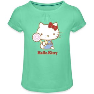 Hello Kitty Met Een Lollipop Meisjes T-Shirt Met Plooien