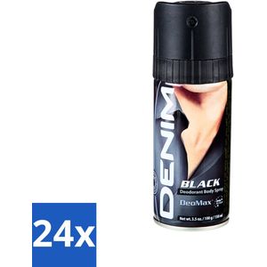24 x Denim - Deodorant Aerosol - Black Geur - Voor Mannen - 150 ml - Deodorant - Mannelijke Geur - Deodorant Spray - Langdurige Frisheid - Antitranspirant
