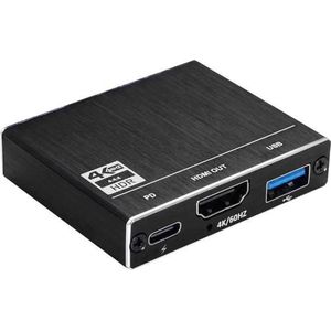 DrPhone THD3 - USB-C HDMI 4K 60Hz – Power Delivery (PD) 100W Opladen & USB 3.0 Adapter - Zwart