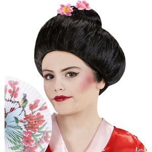 Widmann - Geisha Kostuum - Pruik, Geisha Meisje Kyoto - Zwart - Carnavalskleding - Verkleedkleding