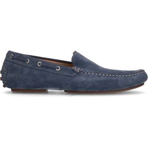 Manfield - Heren - Blauwe suède loafers - Maat 43