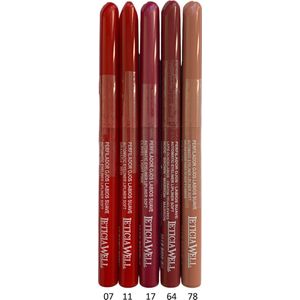 Leticia Well - Set met 5 tinten lippotlood en oogpotlood draaibaar zacht - 33307 Rood/33311 Granaatappel Rood/33317 Roze/33364 Oud Roze/33378 Licht Roze - Set met 5 stuks
