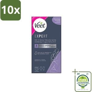 10 x Veet - Set Voor Haarontkleuring - Gezicht en Lichaam - Normale Huid - 2x75ml - Grootverpakking - Haarontkleuring - Ongewenste Haartjes - Veet - Gezichtshaar - Bikinilijn
