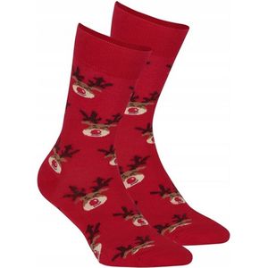 Wola Kerstsokken – Rood met Rendier – Maat 39 - 41 cm - Kerstcadeau - ( 1 stuks )
