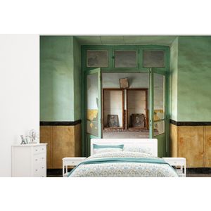 Deur - Groen - Architectuur - Glas - Behangpapier