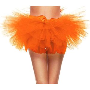KIMU Extra Korte Tutu Oranje Tule Rokje - XS-S-M Ballet Petticoat 146 152 158 164 Festival