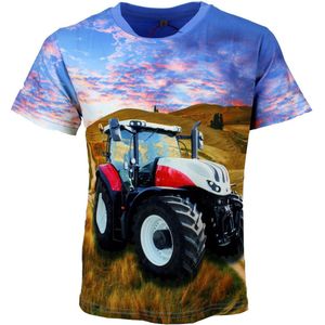 S&C Shirtje rode Tractor blauw Kids & Kind Jongens Blauw - Maat: 86/92