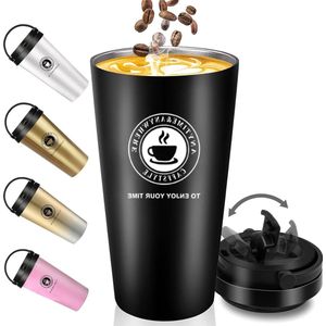 Geïsoleerde Thermo Beker voor Koffie en Thee - 500 ml - Lekvrij - Zwart travel mug