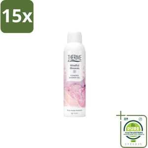 15 x Therme - Shower Foaming Mindful Blossom - Product - Verzorgend - Verfrissend - 200ml - Grootverpakking - Douchegel - Bloesemgeur - Pioenroos - Verfrissend - Verzorgend